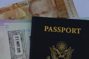 US Passport and Peruvian Visa Stamp